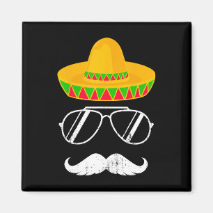 Funny Mexican Sombrero Moustache Face For Cinco De Magnet