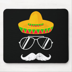 Funny Mexican Sombrero Moustache Face For Cinco De Mouse Pad