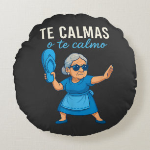 Funny Mexican Spanish Grandma Round Cushion