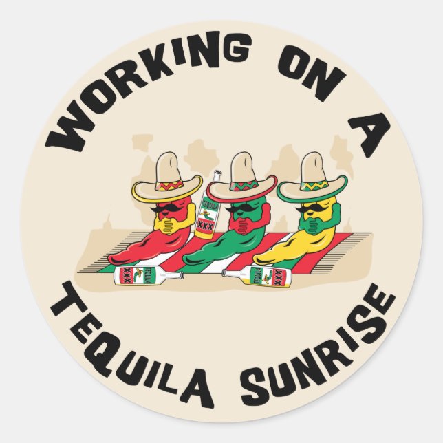 Funny Mexican Tequila Sunrise Classic Round Sticker (Front)
