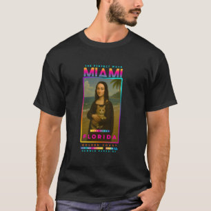 Funny Miami Florida French Mona Lisa Cartoon Art C T-Shirt