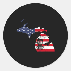 Funny Michigan Disc Golf Usa Map Golf Frisbee Classic Round Sticker