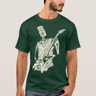 Funny Microphone Skeleton Playing Electric Guitar T-Shirt