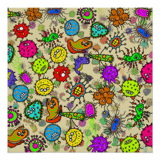 Funny Microscopic Laboratory Organisms Poster