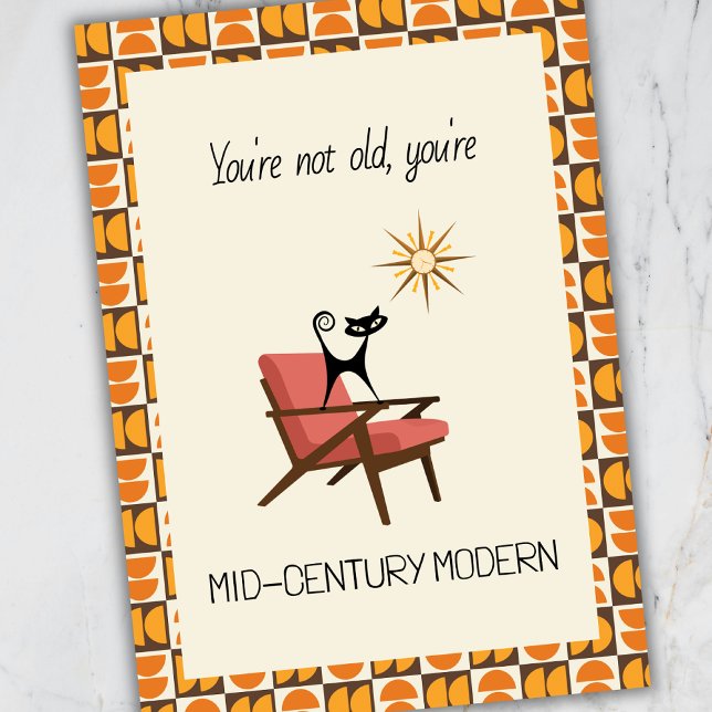 Funny Mid-Century Modern Atomic Cat Birthday Card (Creator Uploaded)