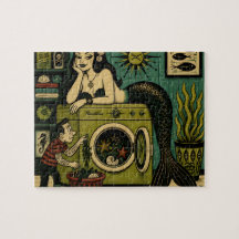 Funny Mid Century Sea Siren Laundry Day