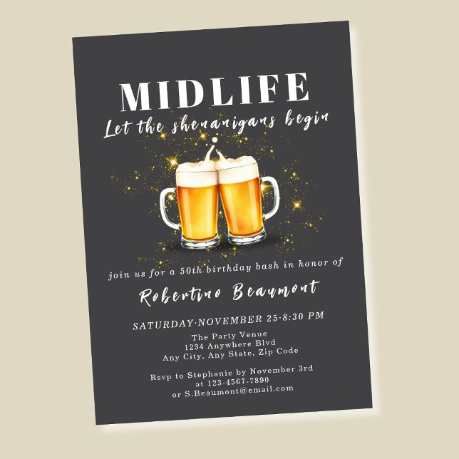 Funny Midlife Crisis Shenanigans 50th Birthday Invitation (Creator Uploaded)