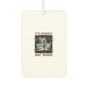 Funny Midnight Screaming Cats Vintage Shirt Design Car Air Freshener