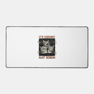 Funny Midnight Screaming Cats Vintage Shirt Design Desk Mat