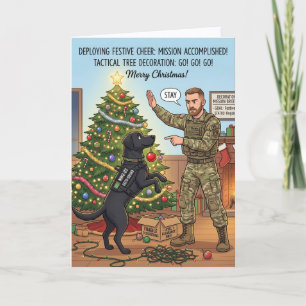 Funny Military Black Lab Christmas  Holiday Card
