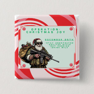 Funny Military/Christmas Santa 15 Cm Square Badge