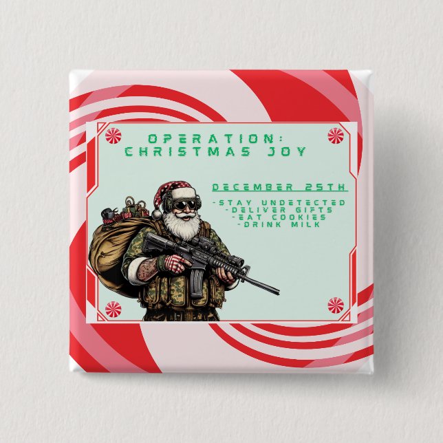 Funny Military/Christmas Santa 15 Cm Square Badge (Front)