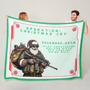Funny Military/Christmas Santa Fleece Blanket
