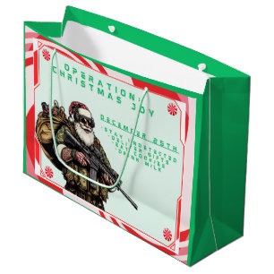 Funny Military/Christmas Santa Large Gift Bag