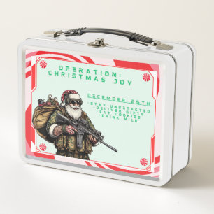 Funny Military/Christmas Santa Metal Lunch Box