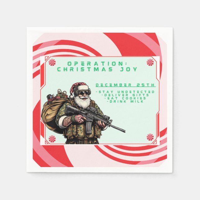 Funny Military/Christmas Santa Napkin (Front)