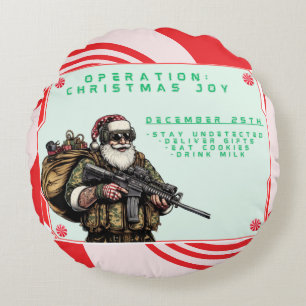 Funny Military/Christmas Santa Round Cushion