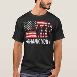 Funny Military US Flag Apparel Thank You American  T-Shirt