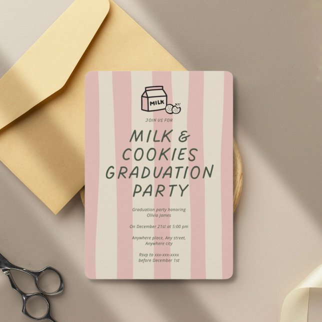 Funny, milk and cookies graduation party  invitation (Creator Uploaded)