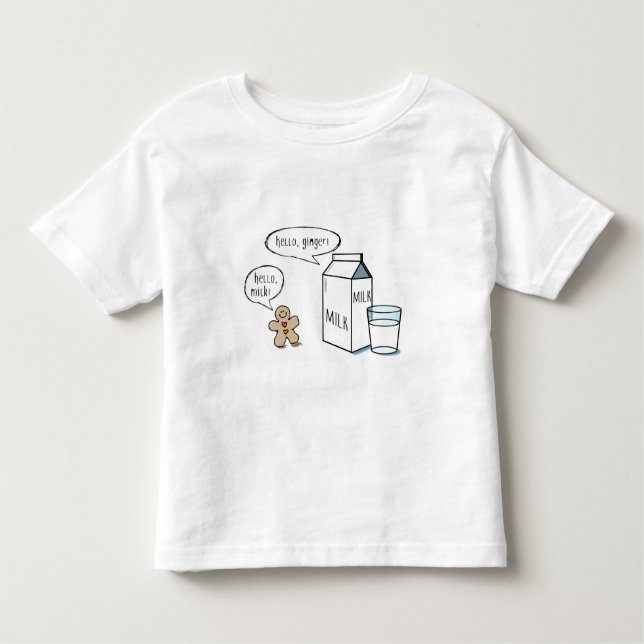 Funny Milk & Ginger Kids White T w/ Red Sleeve Toddler T-Shirt (Front)
