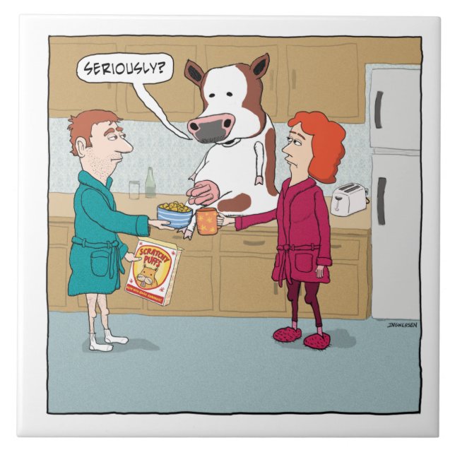 Funny Milking the Cow Tile (Front)