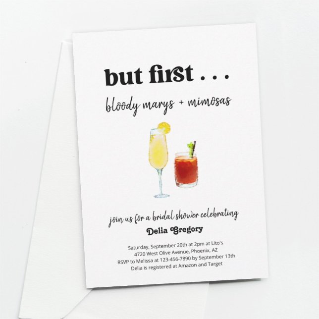 Funny Mimosa and Bloody Mary Bridal Shower Invitation (Creator Uploaded)