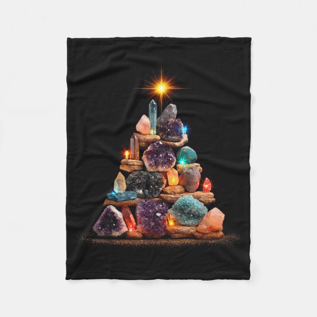 Funny Minerals Christmas Tree Graphic Crystals  Fleece Blanket (Front)