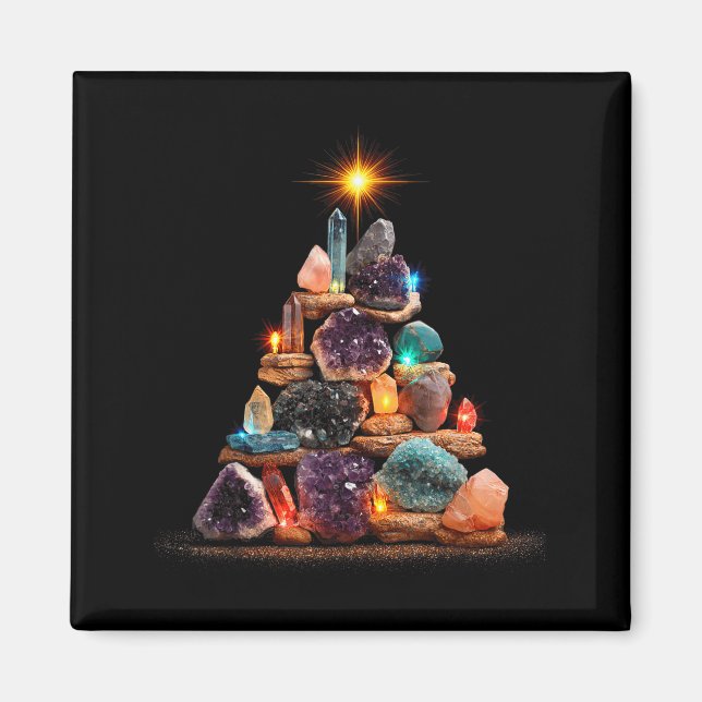 Funny Minerals Christmas Tree Graphic Crystals  Magnet (Front)