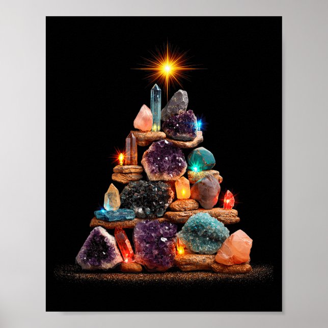 Funny Minerals Christmas Tree Graphic Crystals  Poster (Front)