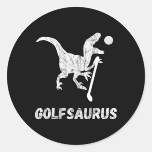 Funny Mini Golf Player Golf Dinosaur Golfer T-rex Classic Round Sticker