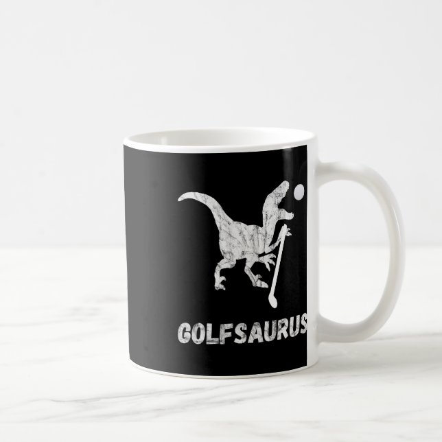 Funny Mini Golf Player Golf Dinosaur Golfer T-rex  Coffee Mug (Right)