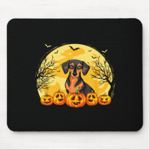 Funny Miniature Pinscher Dog Pumpkins Halloween Mouse Pad