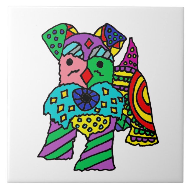 Funny Miniature Schnauzer Dog Abstract Art Ceramic Tile (Front)