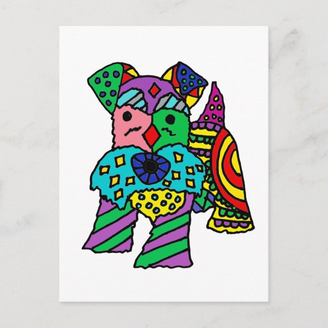 Funny Miniature Schnauzer Dog Abstract Art Postcard (Front)