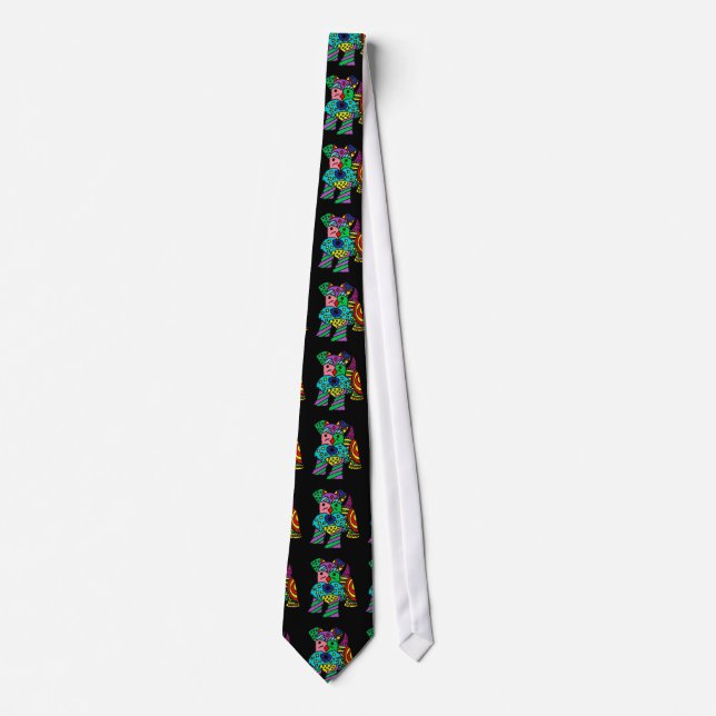Funny Miniature Schnauzer Dog Abstract Art Tie (Front)