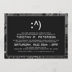 Funny Minimal Computer Science Grey Grad Invite