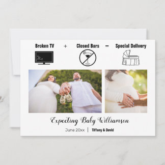 Funny Minimalist Broken TV Pregnancy Announcement