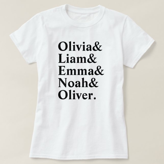 Funny Minimalist Custom Text Name List Shirt  (Design Front)