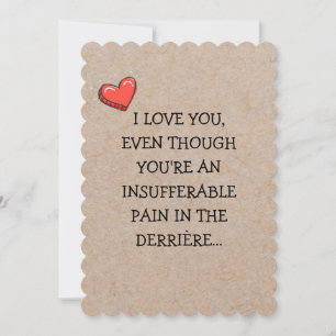 Funny Minimalist Custom Text Valentine Flat Card