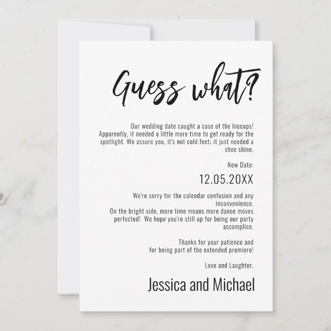 💍 Funny Minimalist Elegant Change of plans Save The Date (Front)