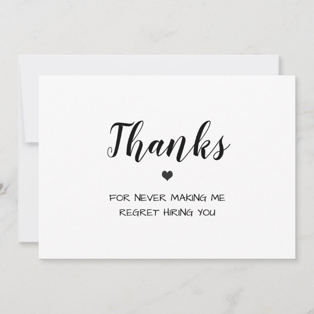 funny minimalist heart employee appreciation thank you card (Front)