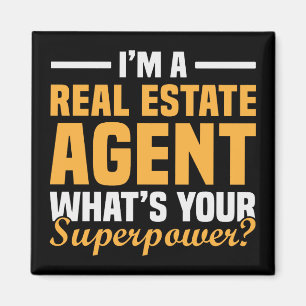 Funny Minimalist Real Estate Agent Superpower Magnet