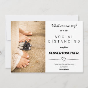 Funny Minimalist Social Distancing Pregnancy Announcement