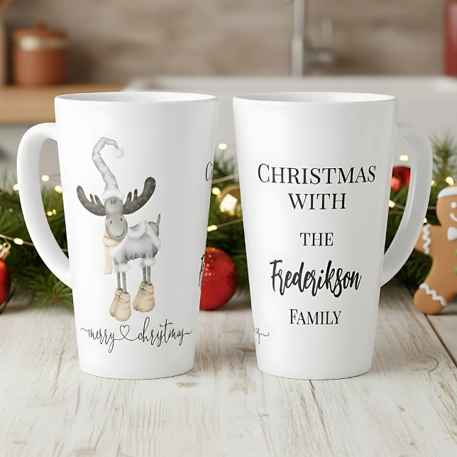Funny Minimalistic Nordic Merry Christmas Latte Mug (personalized nordic christmas mug)