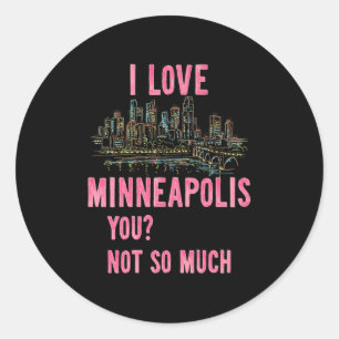 Funny Minneapolis Minnesota Night Skyline Vintage Classic Round Sticker
