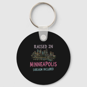 Funny Minneapolis Minnesota Night Skyline Vintage Key Ring