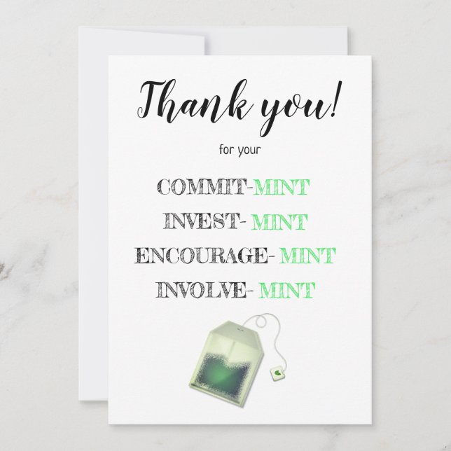 funny mint employee birthday/appreciation thank you card (Front)
