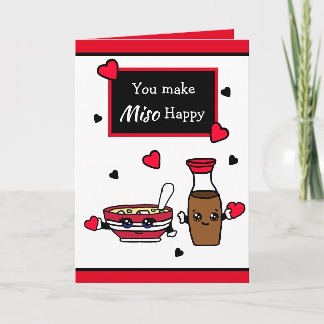 Funny Miso and Soy Sauce Pun Valentine's Day Card (Front)