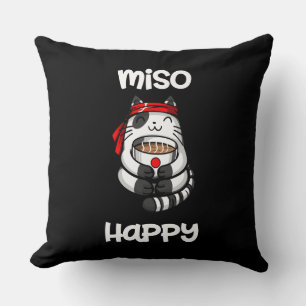 Funny Miso Happy Cat Sushi Pet Lover Cushion