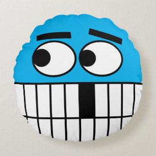 Funny missing tooth cartoon round throw pillow